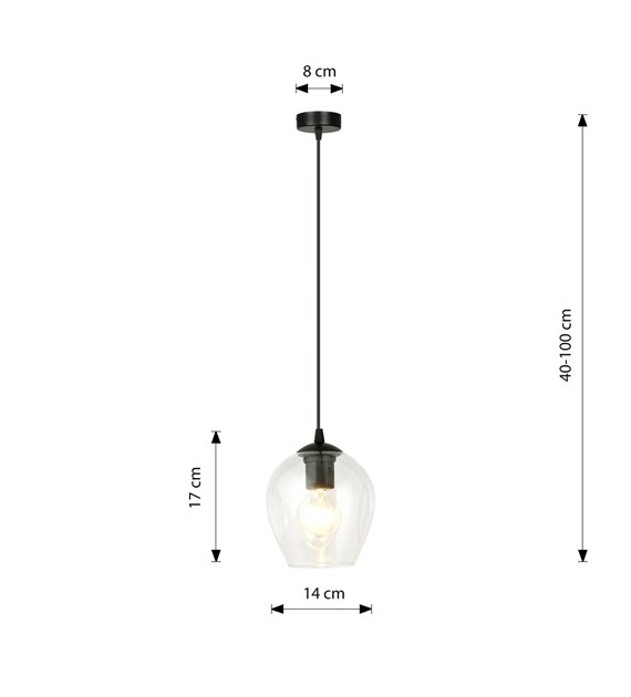 ISTAR suspension minimaliste abat-jours en verre, origine Pologne ISTAR 1 BL TRANSPARENT