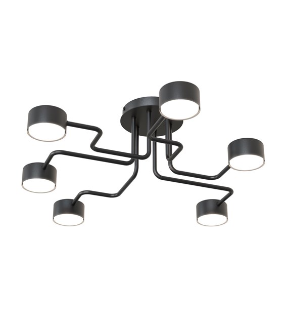 Plafonnier KURAGE noir: silhouette irrégulière, art industriel chic KURAGE 6 BL