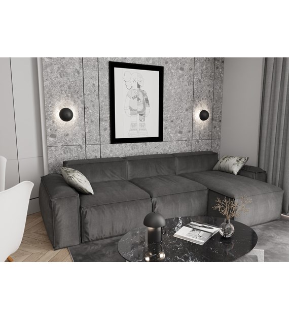 Applique murale MUSH K2 BL noire mate, silhouette champignon, ambiance Le titre du produit "MUSH K2 BL" reste inchangé en français car il semble être un nom de marque ou de modèle spécifique