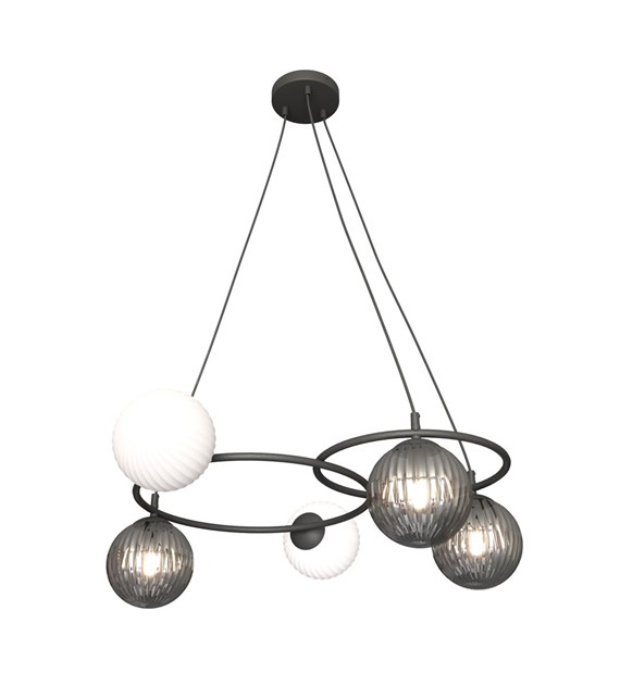 Plafonnier design Libra à deux anneaux, verre, lumière chaude LIBRA 5 BL MÉLANGE