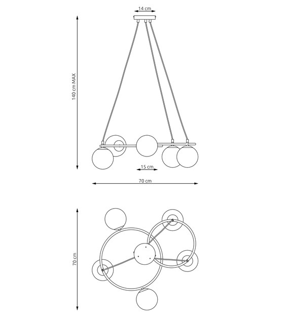 Plafonnier design Libra à deux anneaux, verre, lumière chaude LIBRA 5 BL MÉLANGE
