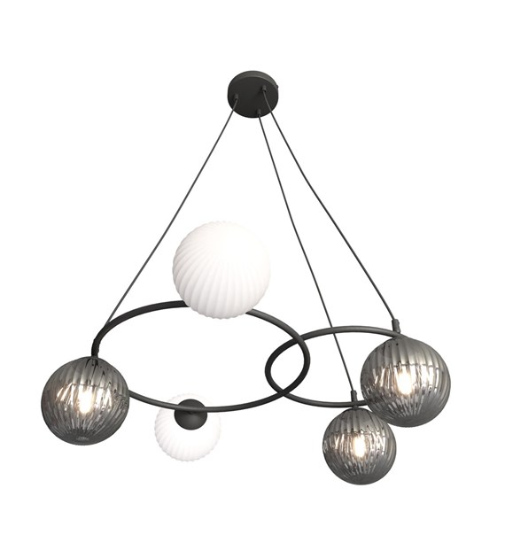 Plafonnier design Libra à deux anneaux, verre, lumière chaude LIBRA 5 BL MÉLANGE