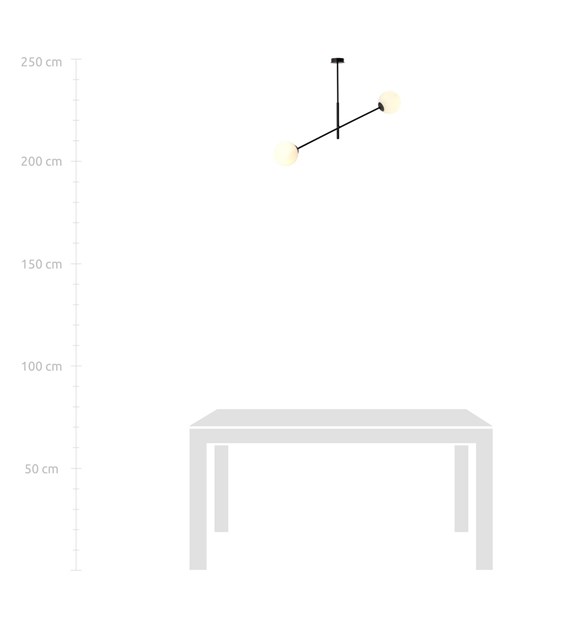 Plafonnier LINEAIRE 2 Noir/Opale - design moderne, abat-jours verre LINÉAIRE 2 NOIR/OPALE