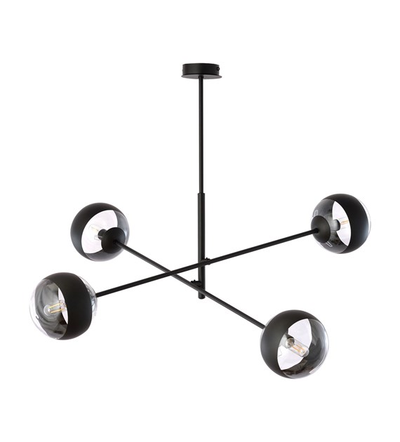 Plafonnier LINEAR 4 Noir/Rayure – design moderne, abat-jour en verre LINEAR 4 NOIR/RAYURE