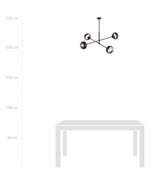 Plafonnier LINEAR 4 Noir/Rayure – design moderne, abat-jour en verre LINEAR 4 NOIR/RAYURE
