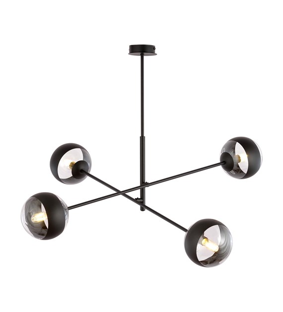 Plafonnier LINEAR 4 Noir/Rayure – design moderne, abat-jour en verre LINEAR 4 NOIR/RAYURE