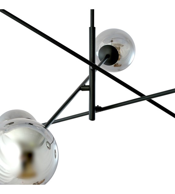 Plafonnier LINEAR 6 noir/graphite – design moderne, abat-jour verre LINEAR 6 NOIR/GRAPHITE