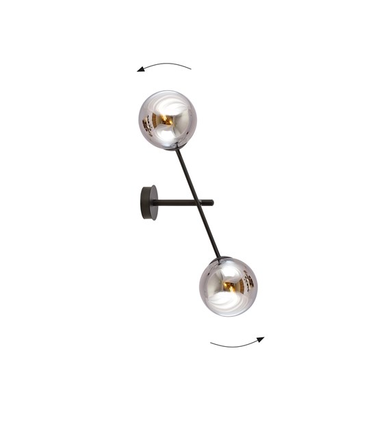 Applique murale design LINEAR K2 noir graphite, verre haut de gamme LINEAR K2 NOIR/GRAPHITE