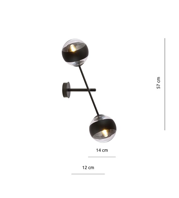 Applique murale design LINEAR K2 noir rayé, fabrication polonaise LINEAR K2 NOIR/RAYÉ