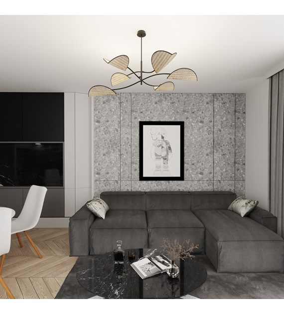 Plafonnier design LOTUS 6 naturel, abat-jours en forme de feuilles LOTUS 6 BL NATUREL