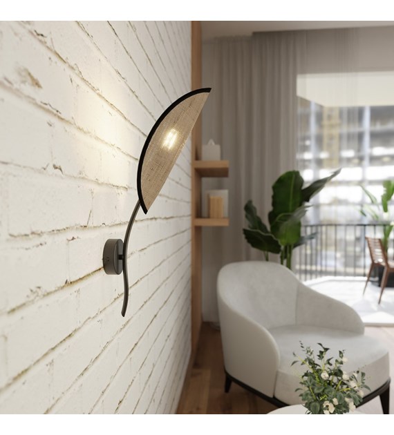 Applique murale LOTUS K1 noir/rotin, design ethnique haut de gamme LOTUS K1 NOIR/ROTIN