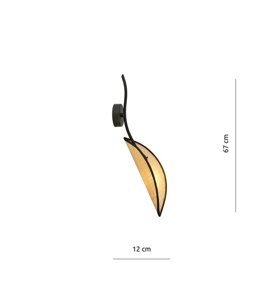 Applique murale LOTUS K1 noir/rotin, design ethnique haut de gamme LOTUS K1 NOIR/ROTIN