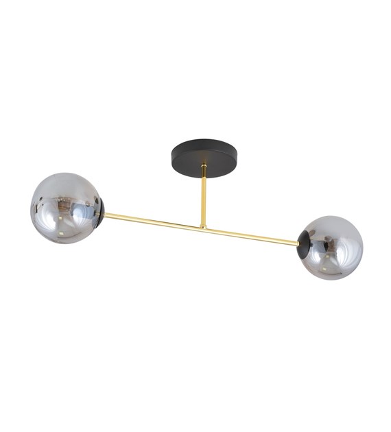 Plafonnier design MAGNUM 2 lumières verre, structure dorée, graphite MAGNUM 2 BL GRAPHITE