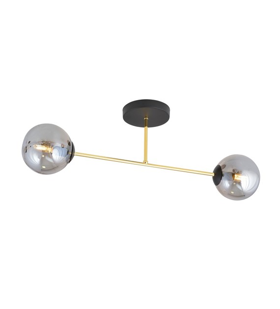 Plafonnier design MAGNUM 2 lumières verre, structure dorée, graphite MAGNUM 2 BL GRAPHITE