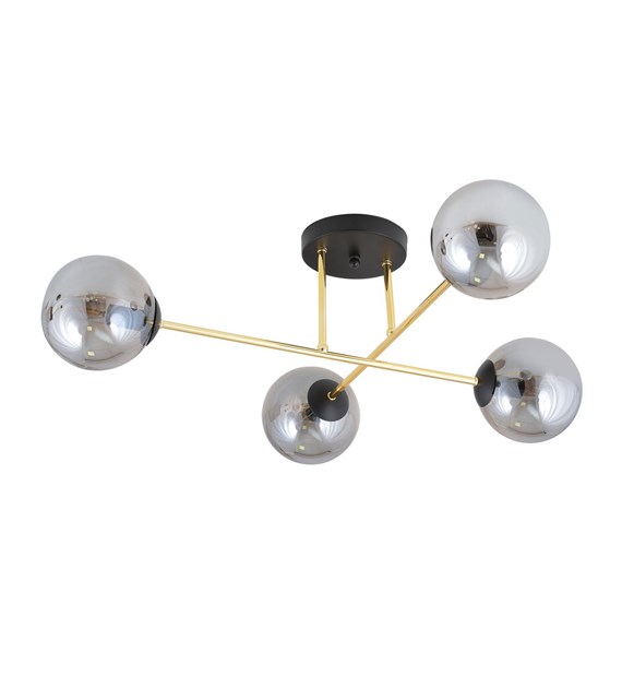 Plafonnier design MAGNUM 4 noir graphite, verre, armature dorée MAGNUM 4 BL GRAPHITE