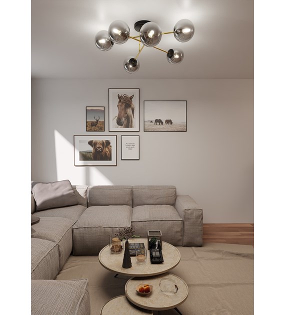 Plafonnier MAGNUM 6 design, 6 sources, répartition lumineuse uniforme MAGNUM 6 BL GRAFIT