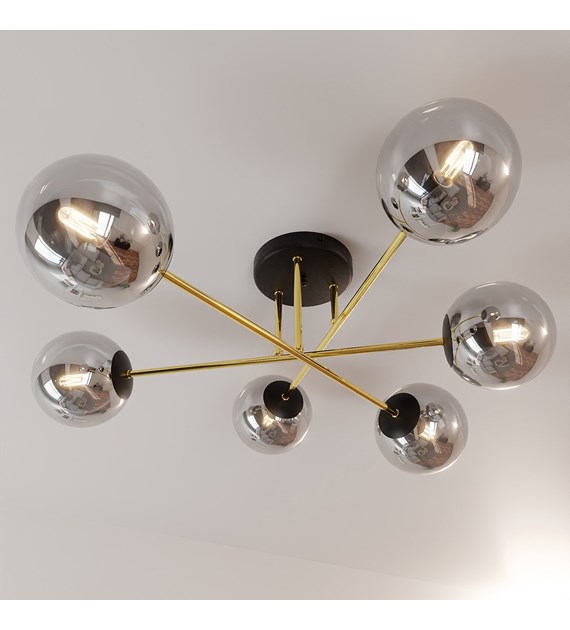 Plafonnier MAGNUM 6 design, 6 sources, répartition lumineuse uniforme MAGNUM 6 BL GRAFIT