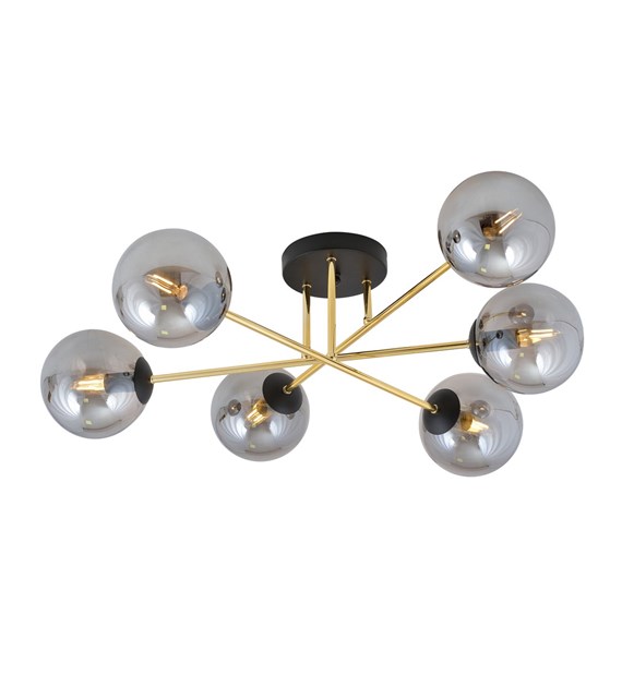 Plafonnier MAGNUM 6 design, 6 sources, répartition lumineuse uniforme MAGNUM 6 BL GRAFIT