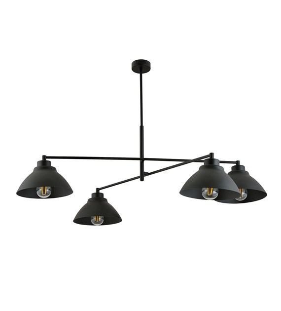 Plafonnier MAVERICK 4 Noir design loft industriel abat-jours métal MAVERICK 4 NOIR