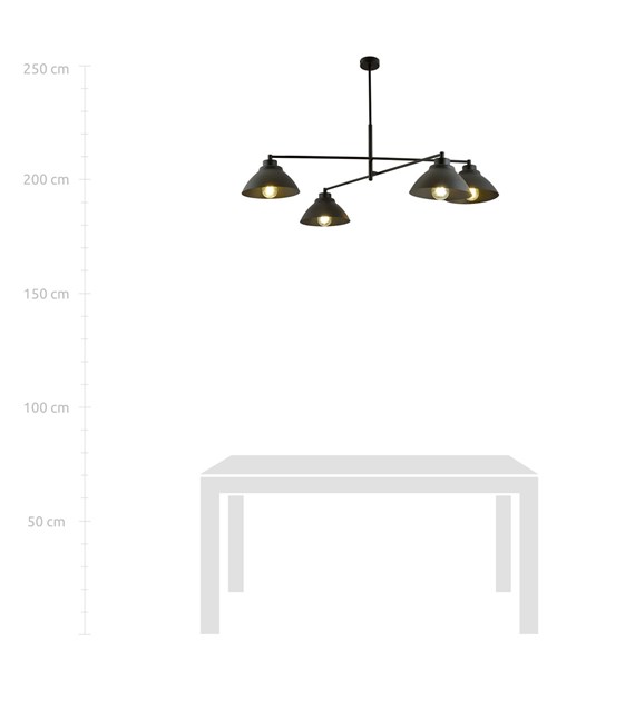 Plafonnier MAVERICK 4 Noir design loft industriel abat-jours métal MAVERICK 4 NOIR