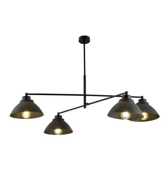 Plafonnier MAVERICK 4 Noir design loft industriel abat-jours métal MAVERICK 4 NOIR