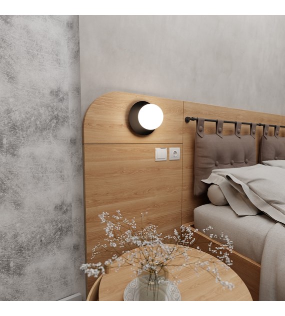 Applique murale design MINERVA K1, opaline noir ou blanc intemporelle MINERVA K1 NOIR