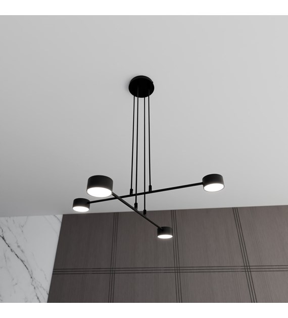 Lampe suspendue Modus 4 Noir, design scandinave à bras entrecroisés MODUS 4 NOIR