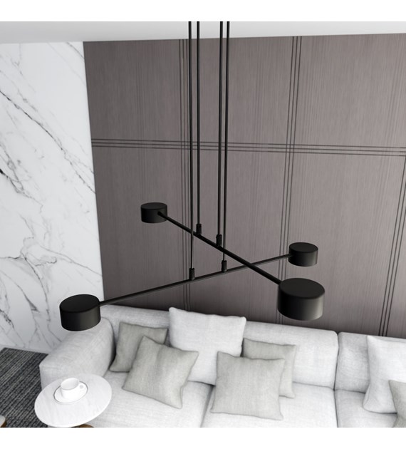 Lampe suspendue Modus 4 Noir, design scandinave à bras entrecroisés MODUS 4 NOIR