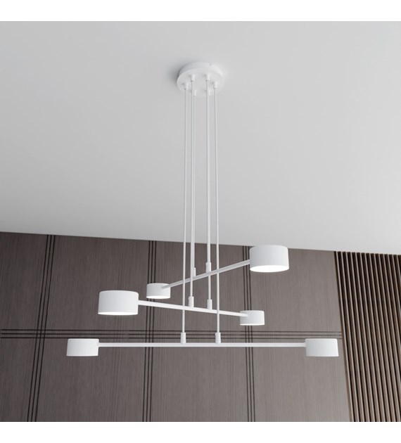 Lampe suspendue Modus 6 blanche — design scandinave, bras croisés MODUS 6 BLANC