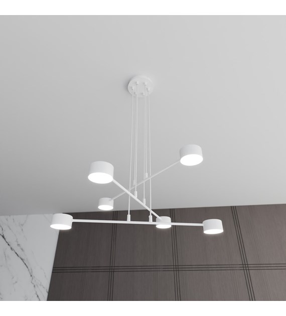 Lampe suspendue Modus 6 blanche — design scandinave, bras croisés MODUS 6 BLANC