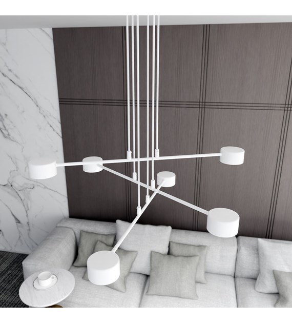 Lampe suspendue Modus 6 blanche — design scandinave, bras croisés MODUS 6 BLANC