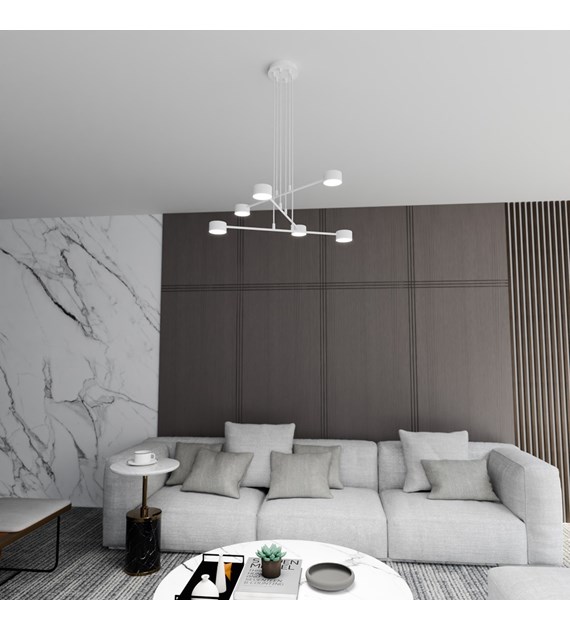 Lampe suspendue Modus 6 blanche — design scandinave, bras croisés MODUS 6 BLANC