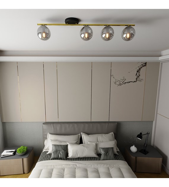 Plafonnier MONZA 4 noir graphite, minimaliste, 4 sources 100% polonais MONZA 4 BL GRAFIT