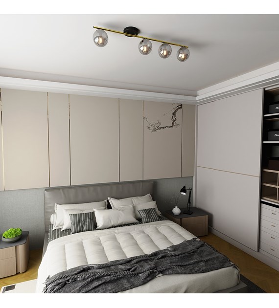 Plafonnier MONZA 4 noir graphite, minimaliste, 4 sources 100% polonais MONZA 4 BL GRAFIT