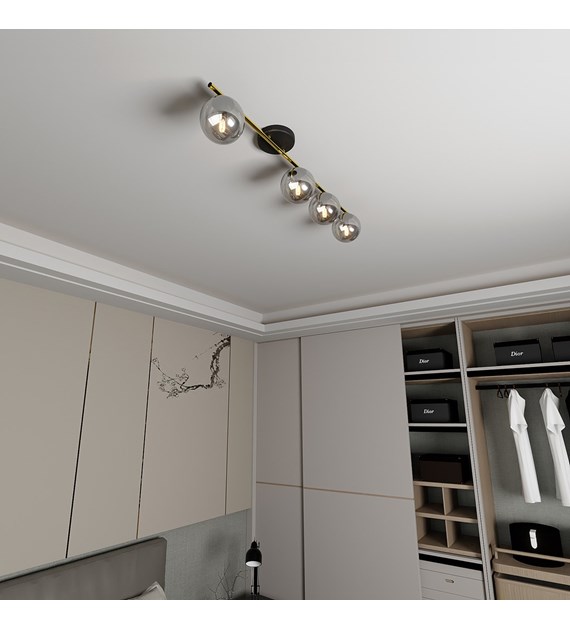Plafonnier MONZA 4 noir graphite, minimaliste, 4 sources 100% polonais MONZA 4 BL GRAFIT