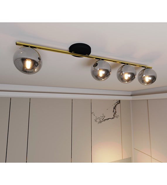 Plafonnier MONZA 4 noir graphite, minimaliste, 4 sources 100% polonais MONZA 4 BL GRAFIT