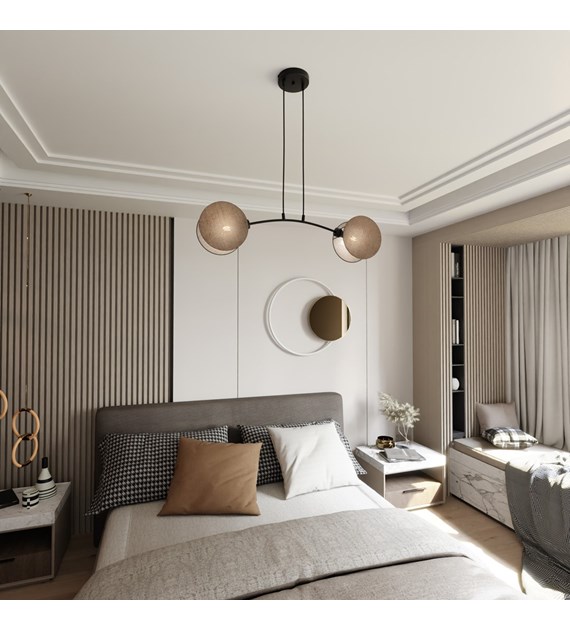 Lampe suspendue MOTIF 2 Naturel – design deux cercles reliés MOTIF 2 NATUREL