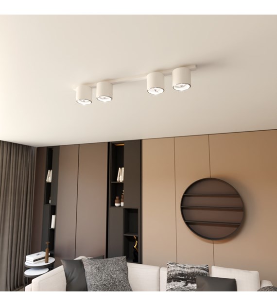 Plafonnier design Nano 4 Blanc minimaliste, 4 sources ponctuelles NANO 4 BLANC