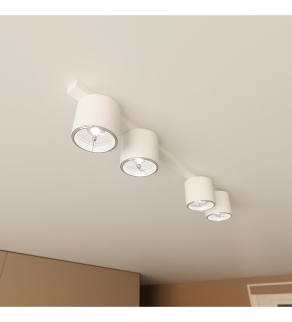 Plafonnier design Nano 4 Blanc minimaliste, 4 sources ponctuelles NANO 4 BLANC