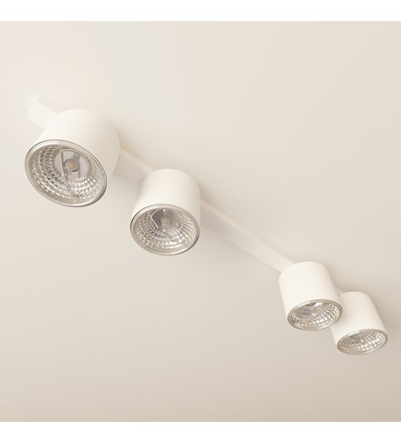 Plafonnier design Nano 4 Blanc minimaliste, 4 sources ponctuelles NANO 4 BLANC