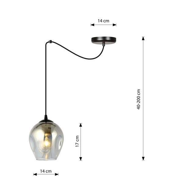 LEVEL suspension araignée, 1/3/5 sources, verre, hauts plafonds NIVEAU 1 BL GRAFIT