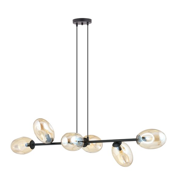 PANDORA plafonnier 6 sources lumineuses, abat-jour aérodynamique miel PANDORA 6 BL MIEL