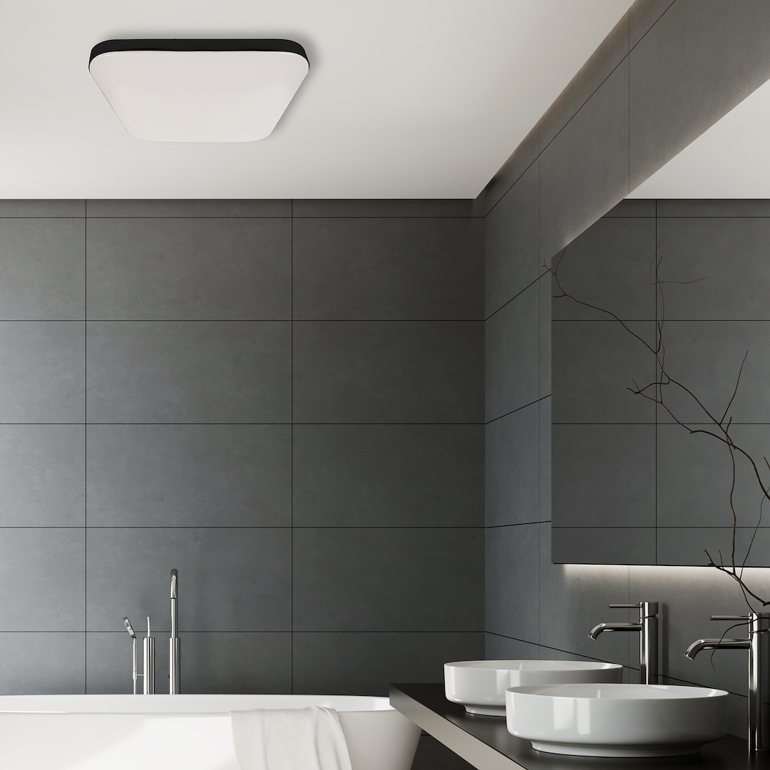 Plafonnier Nemo PIR 16 W IP44 4000 K 1690 lm noir pour salle de bain Plafonnier Nemo Noir 16W avec Détecteur de Mouvement PIR