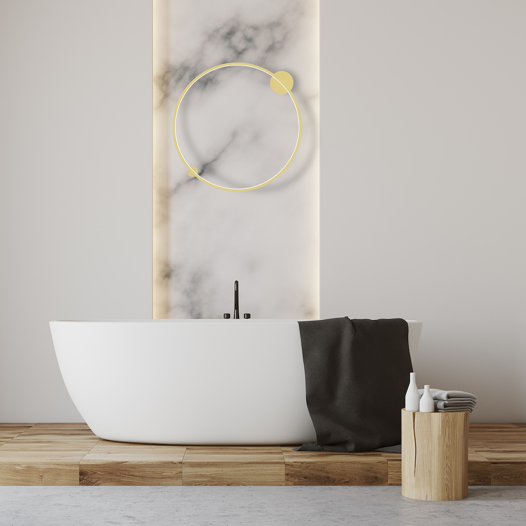 Plafonnier LED IP44 46 W 4000 K Or 2500 lm salle de bain Plafonnier Saturno Or 46W LED