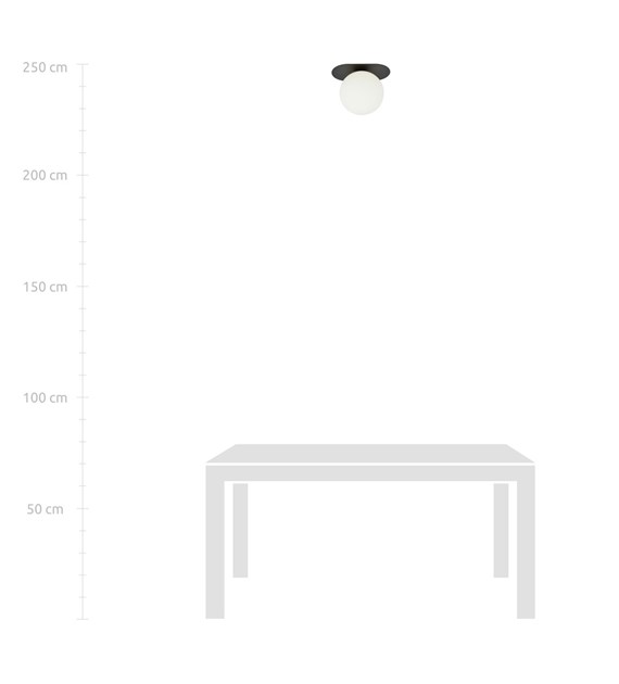 Plafonnier Plaza 1 noir opale – minimaliste industriel métal et verre PLAZA 1 NOIR/OPALE