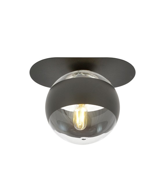 Plafonnier Plaza 1 – Noir/Rayure, design industriel minimaliste PLAZA 1 NOIR/RAYURE
