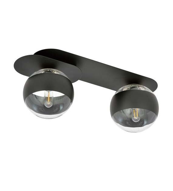 Plafonnier Plaza 2 x Noir Rayé design minimaliste industriel Polonais PLAZA 2 NOIR/RAYURE