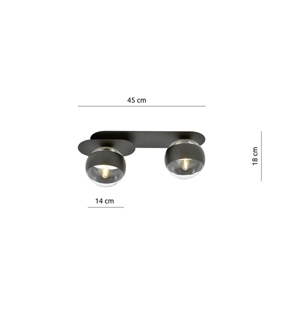 Plafonnier Plaza 2 x Noir Rayé design minimaliste industriel Polonais PLAZA 2 NOIR/RAYURE