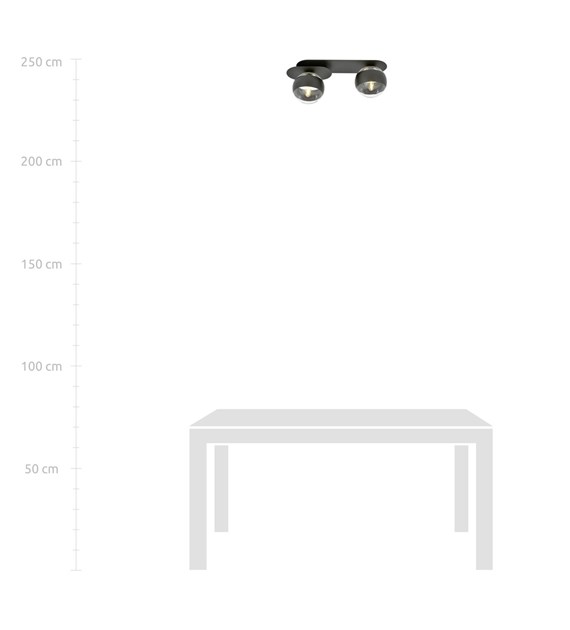 Plafonnier Plaza 2 x Noir Rayé design minimaliste industriel Polonais PLAZA 2 NOIR/RAYURE