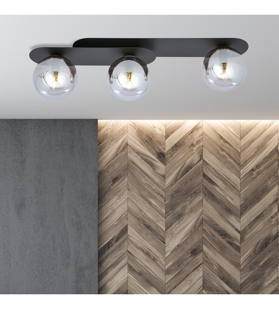 Plafonnier Plaza 3 Noir Graphite — design minimaliste industriel PLAZA 3 NOIR/GRAFIT